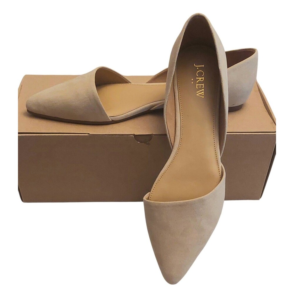 J Crew NIB Sueded Zoe D'orsay Flats Sz 10 Tan Slip On Shoes BH945 New